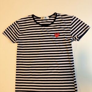 Comme des Garçons PLAY Striped T-Shirt – Black & White (Unisex, Great Condition)
